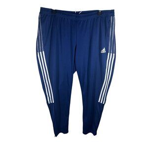 Adidas 3 Stripes Aeroready Sweatpants Women's Size 2X Blue Tapered Leg Pants NEW